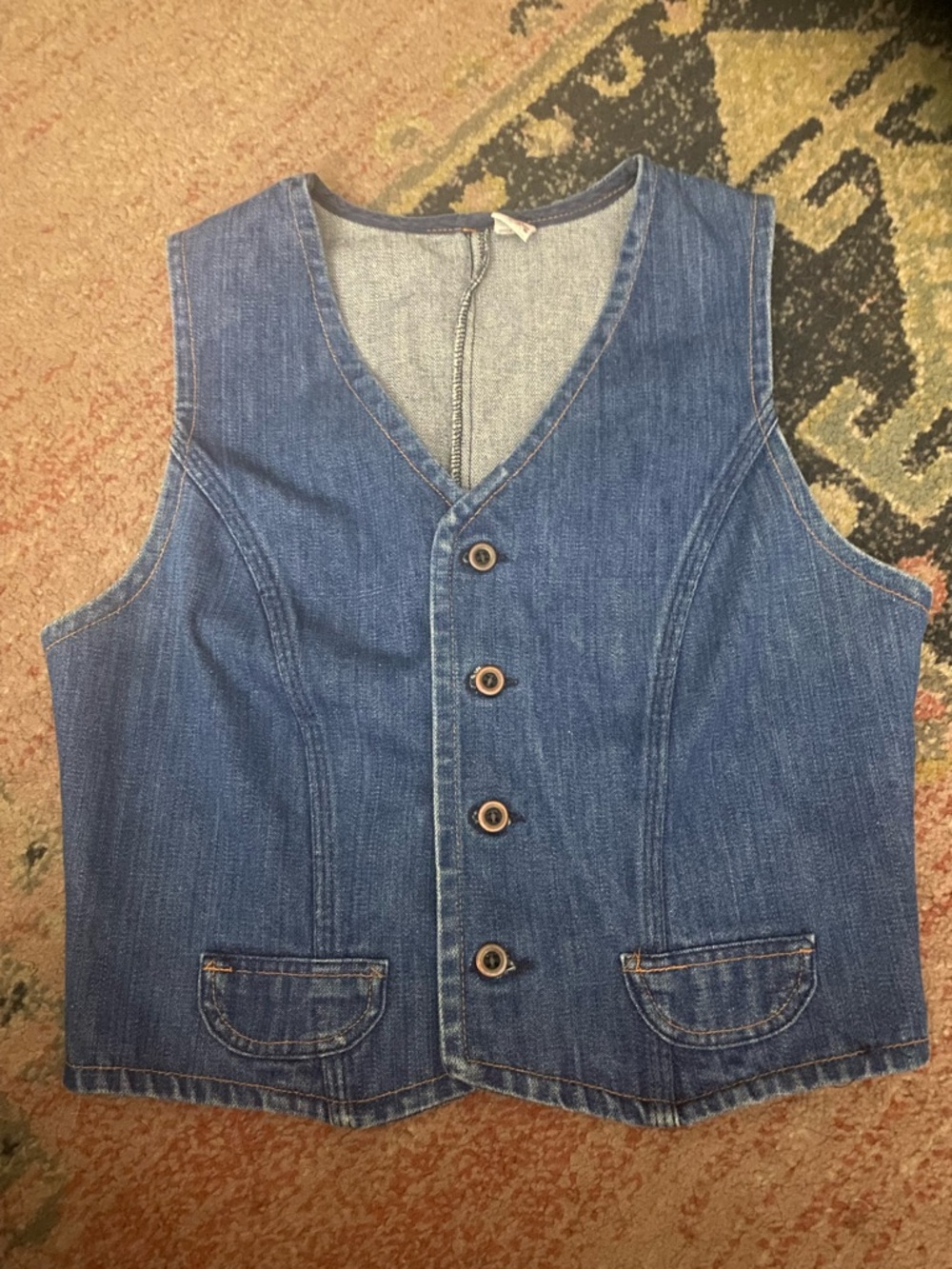 VINTAGE Wrangler Woman’s Vest Denim 70’s Button Up Size L but fits Like a S